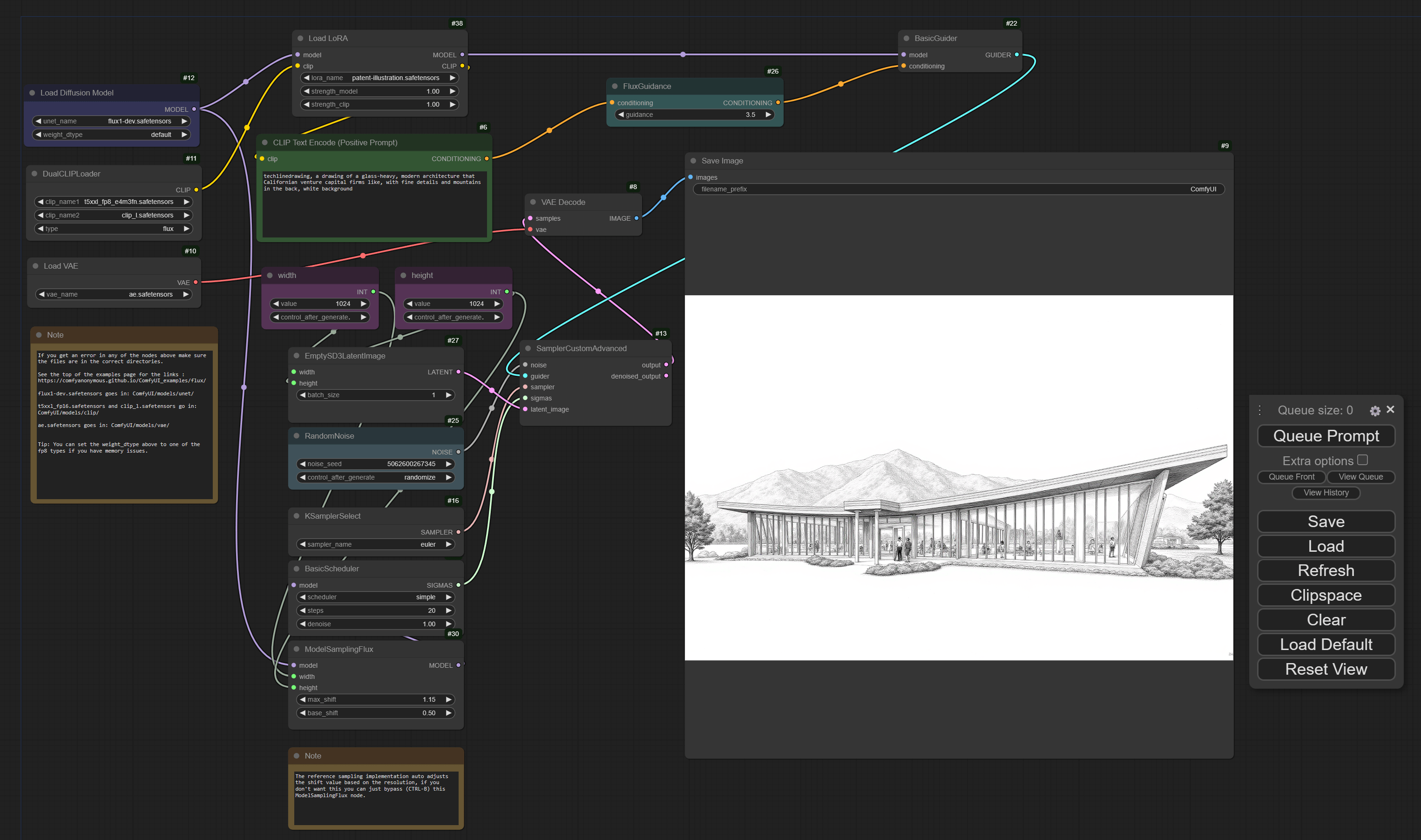 Running a Flux1.dev + LoRA workflow in ComfyUI.