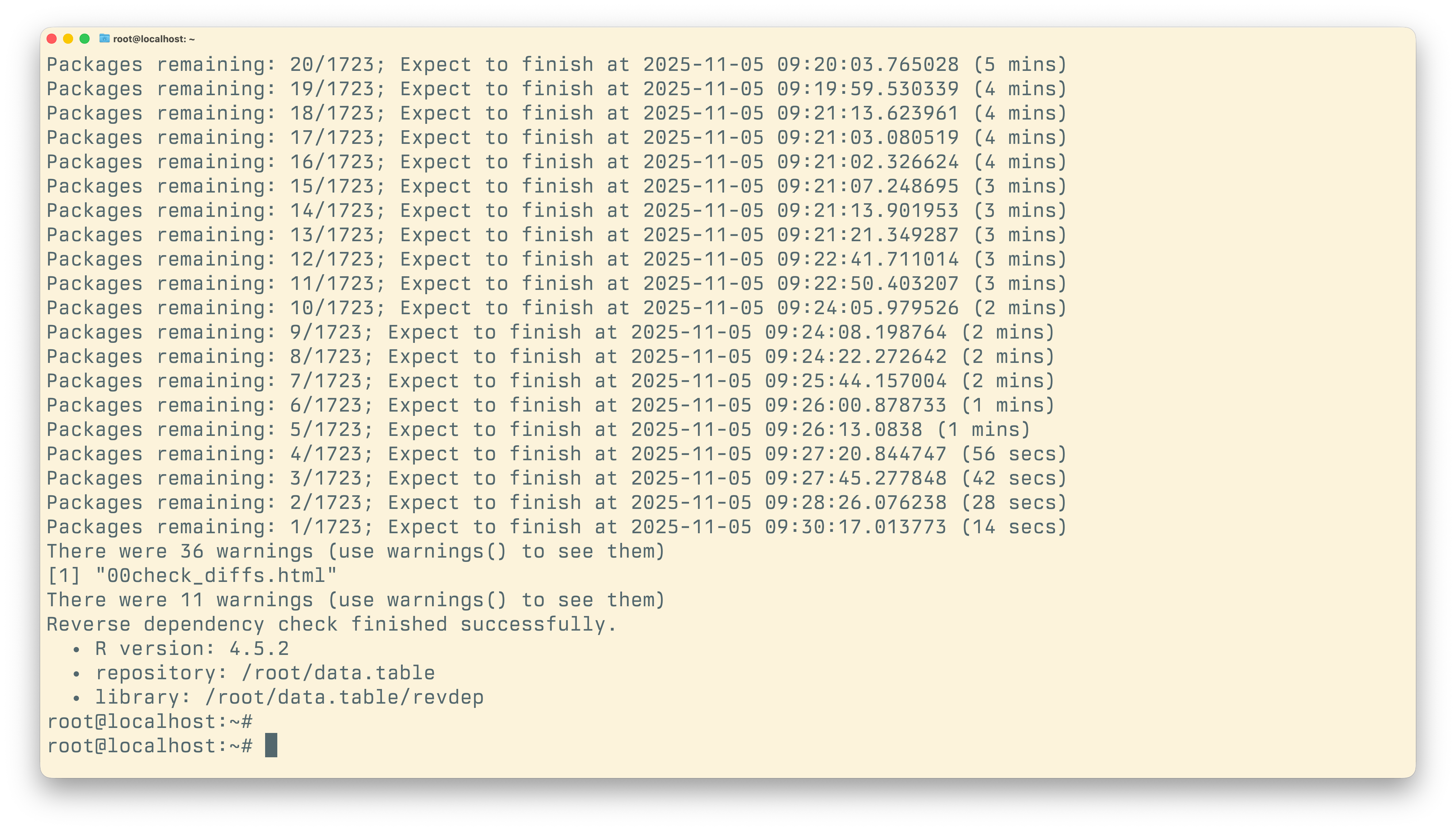 Crossing the finish line after almost 7 hours of parallel checking.